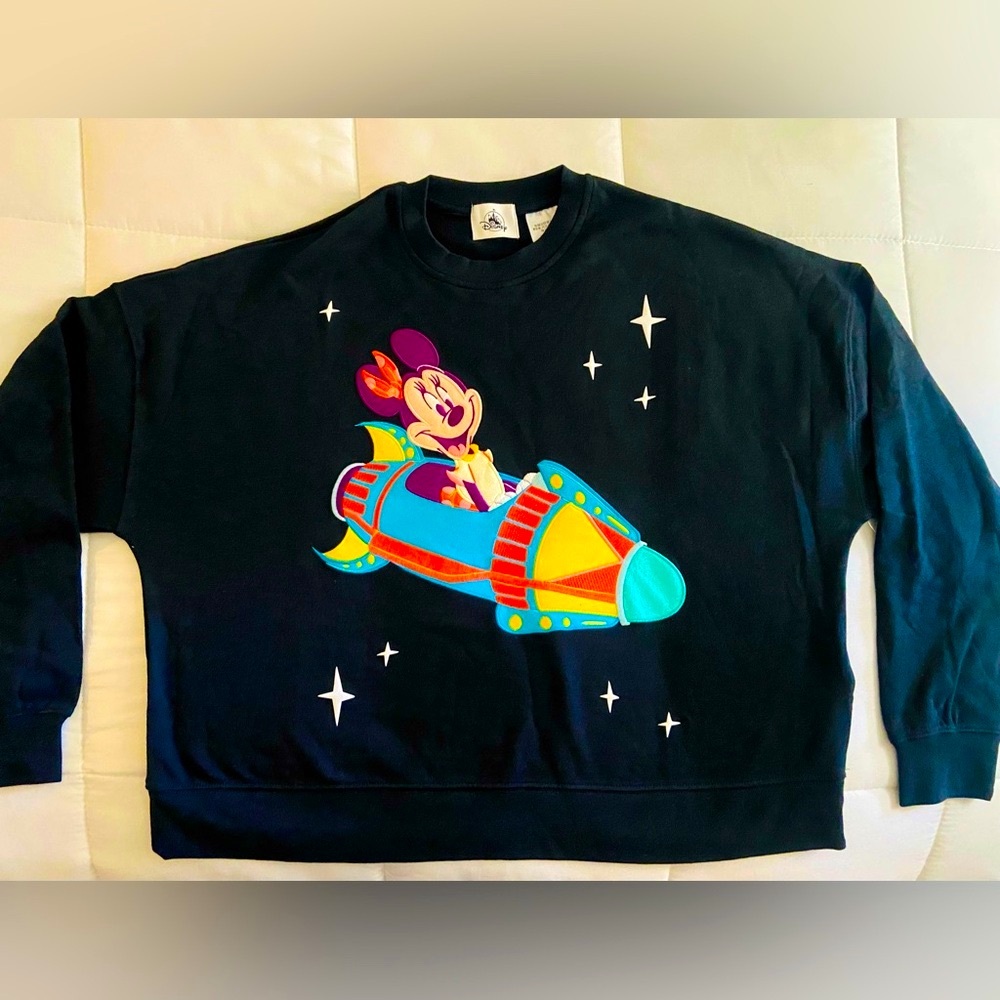 Disney Parks WDW Sweater Women Black Minnie Mouse Play In The Park Astro 1x NWT